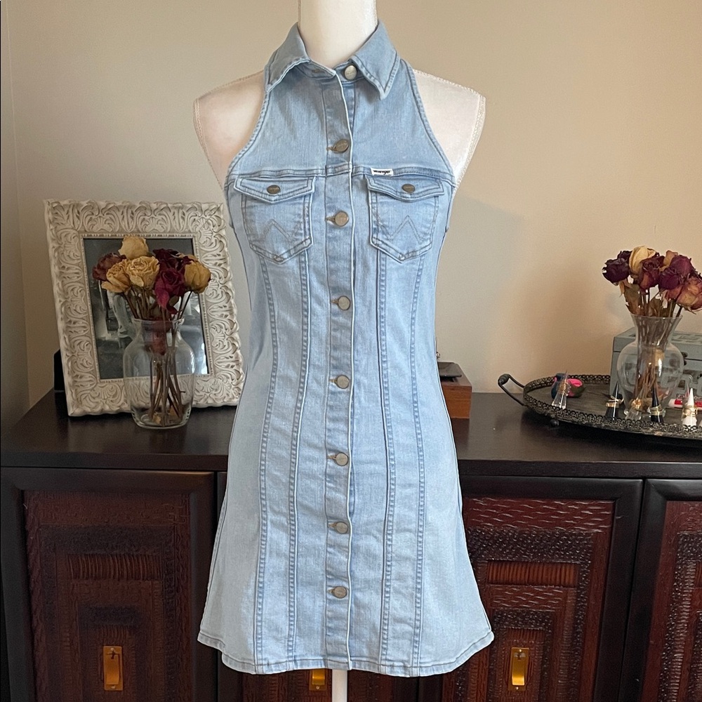 Wrangler Retro 80s Denim Collared Dress size Small - Picture 2 of 10